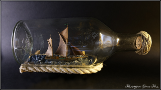 Flaskskepp byggd av Göran Forss.