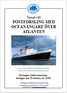 Temakväll: Postforsling med oceanångare över Atlanten.